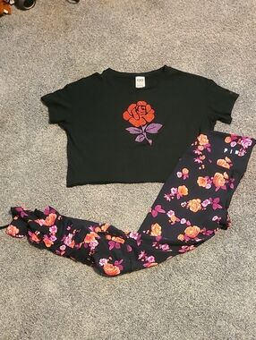 PINK VS floral Rhinestone Set